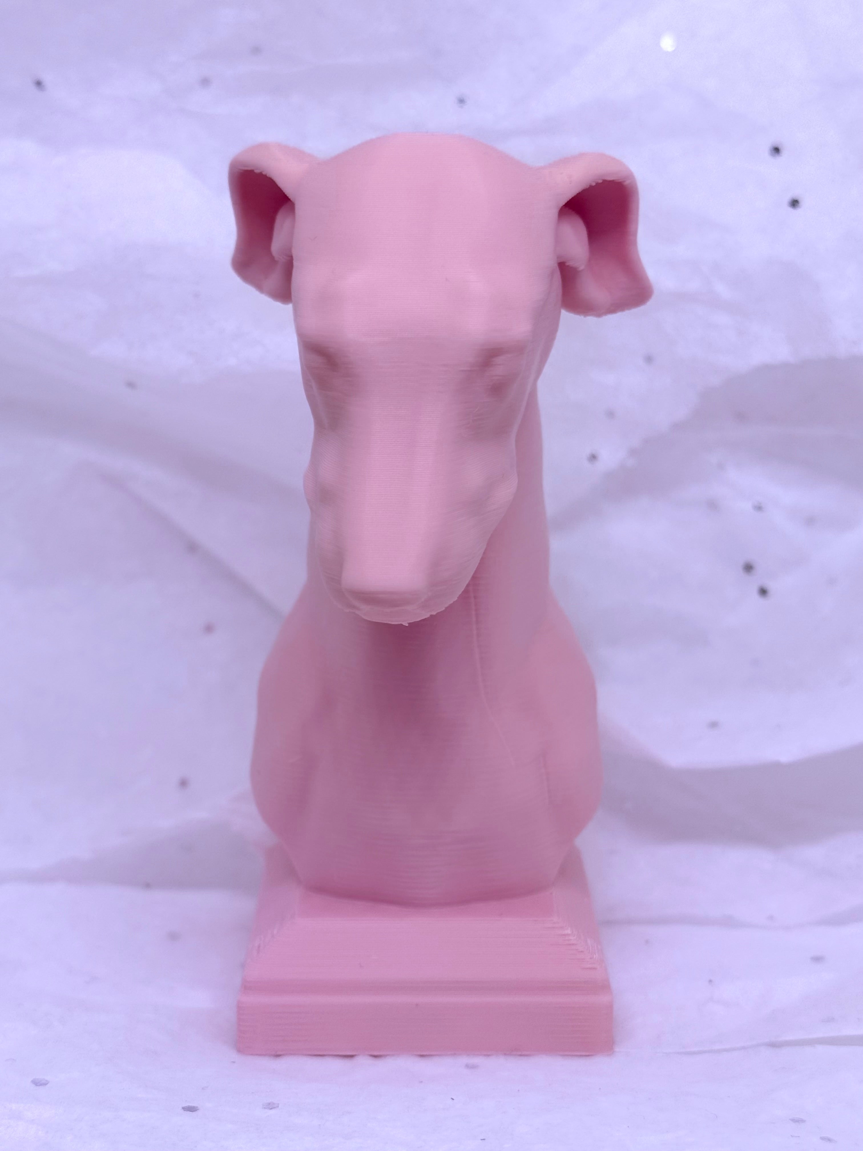 Greyhound Bust (Light Pink) | 3D Printed Decor
