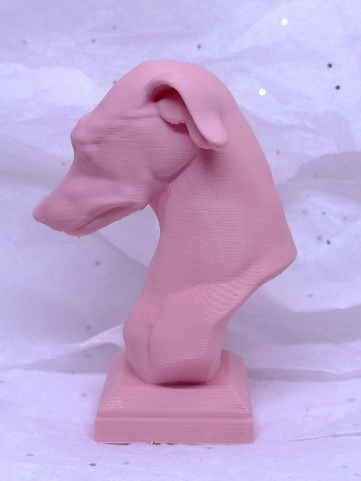 Greyhound Bust (Light Pink) | 3D Printed Decor
