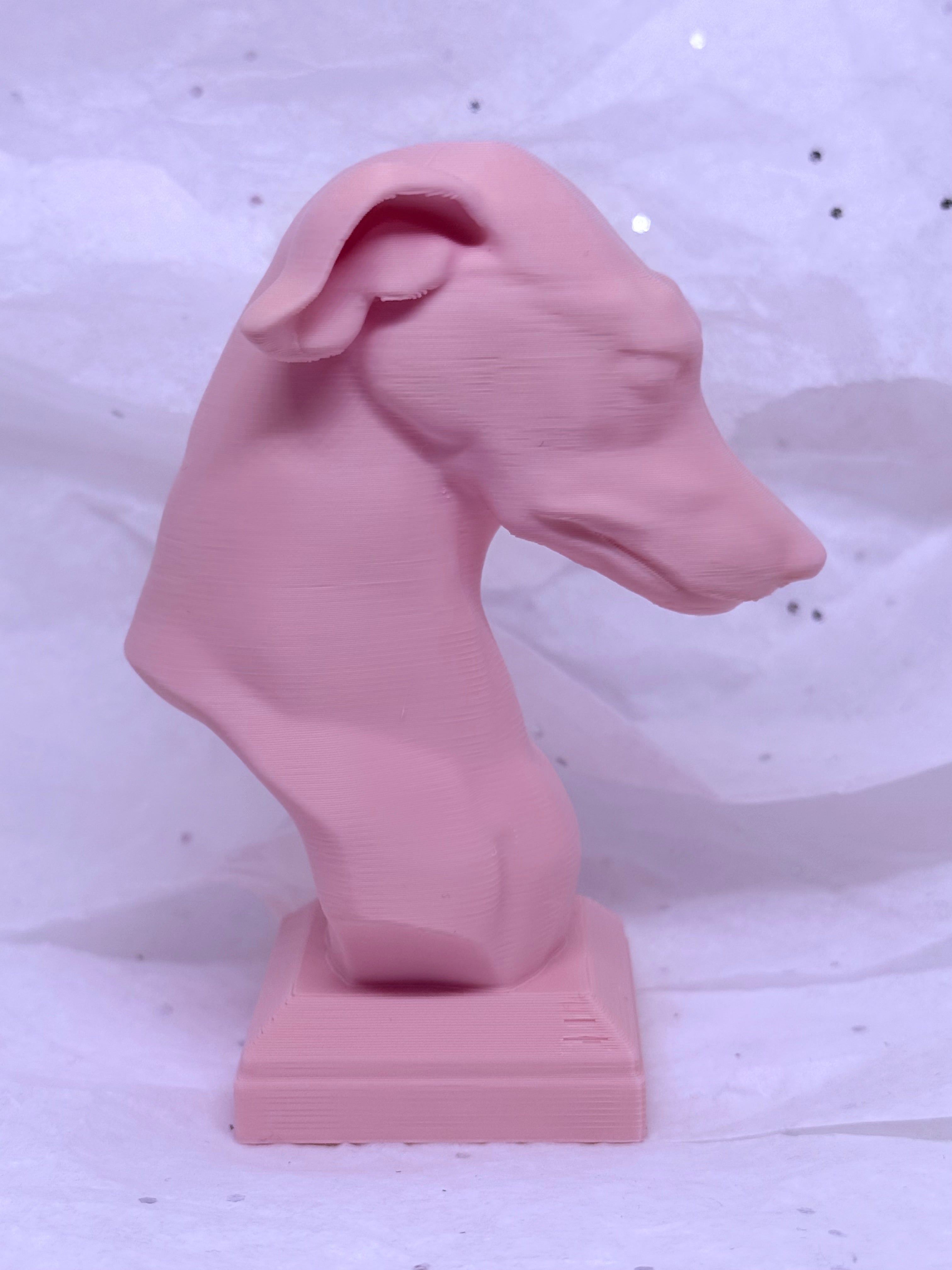 Greyhound Bust (Light Pink) | 3D Printed Decor