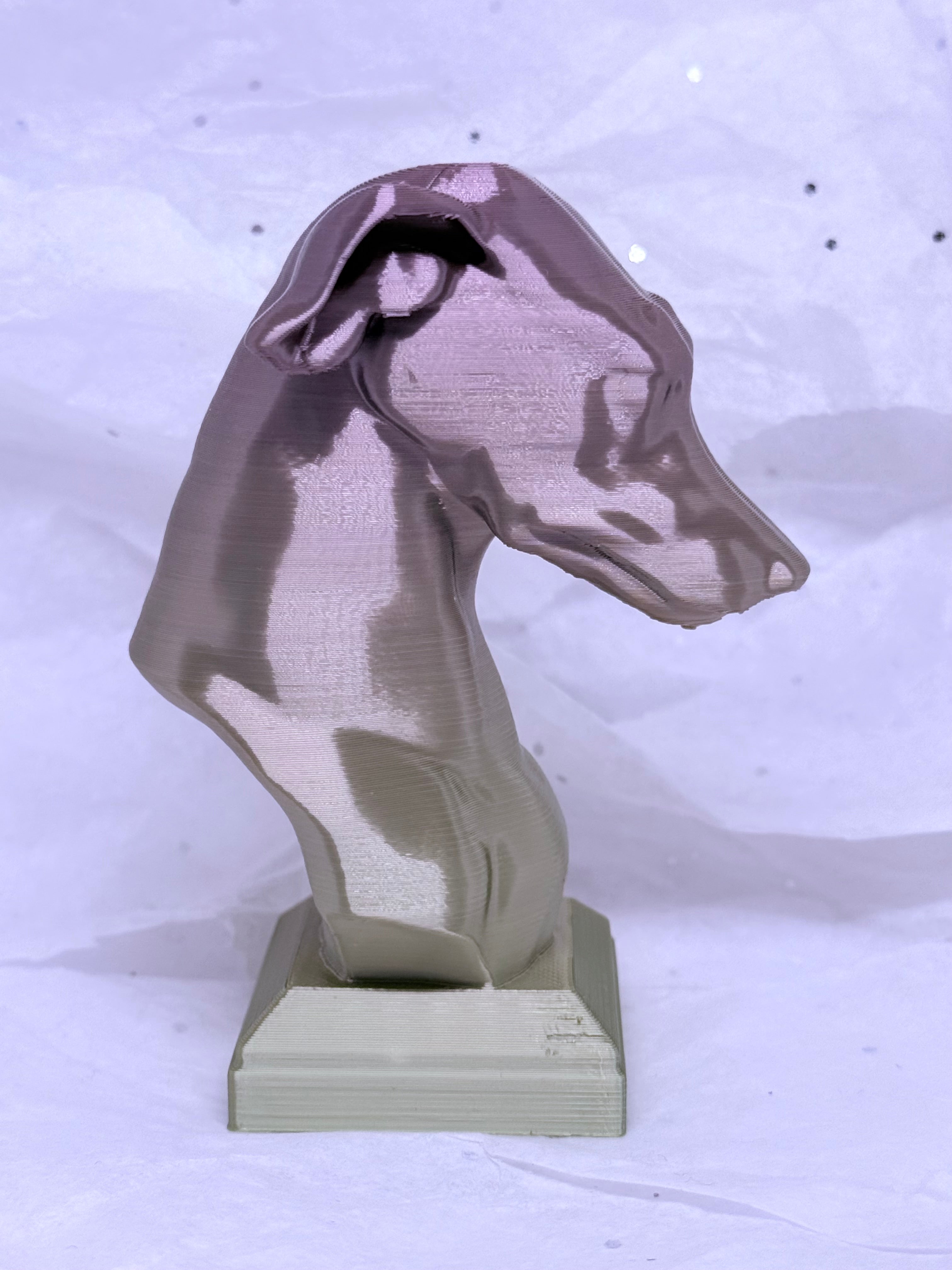 Greyhound Bust (Dusty Gold) | 3D Printed Decor