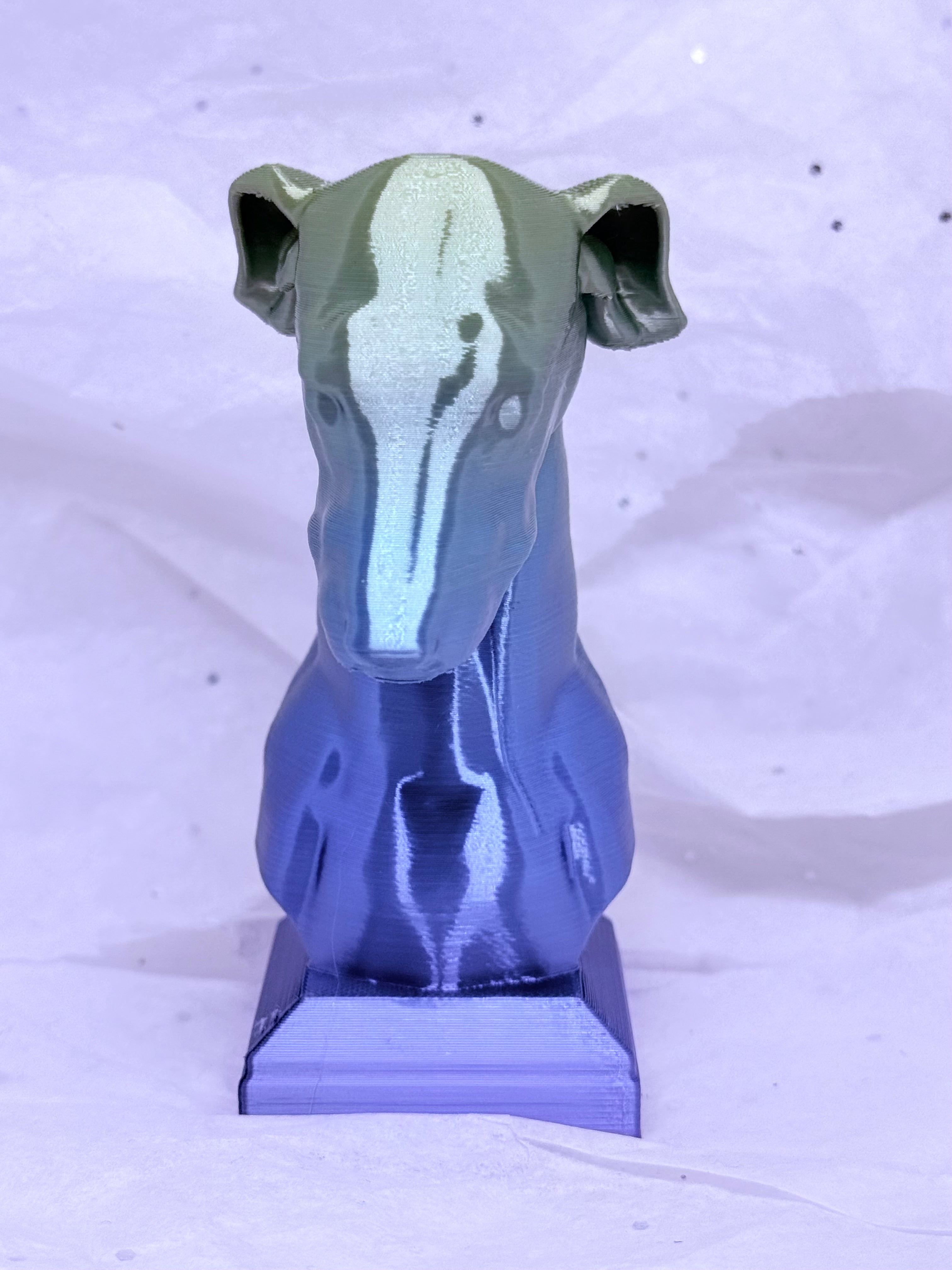 Greyhound Bust (Blue/Green) | 3D Printed Decor