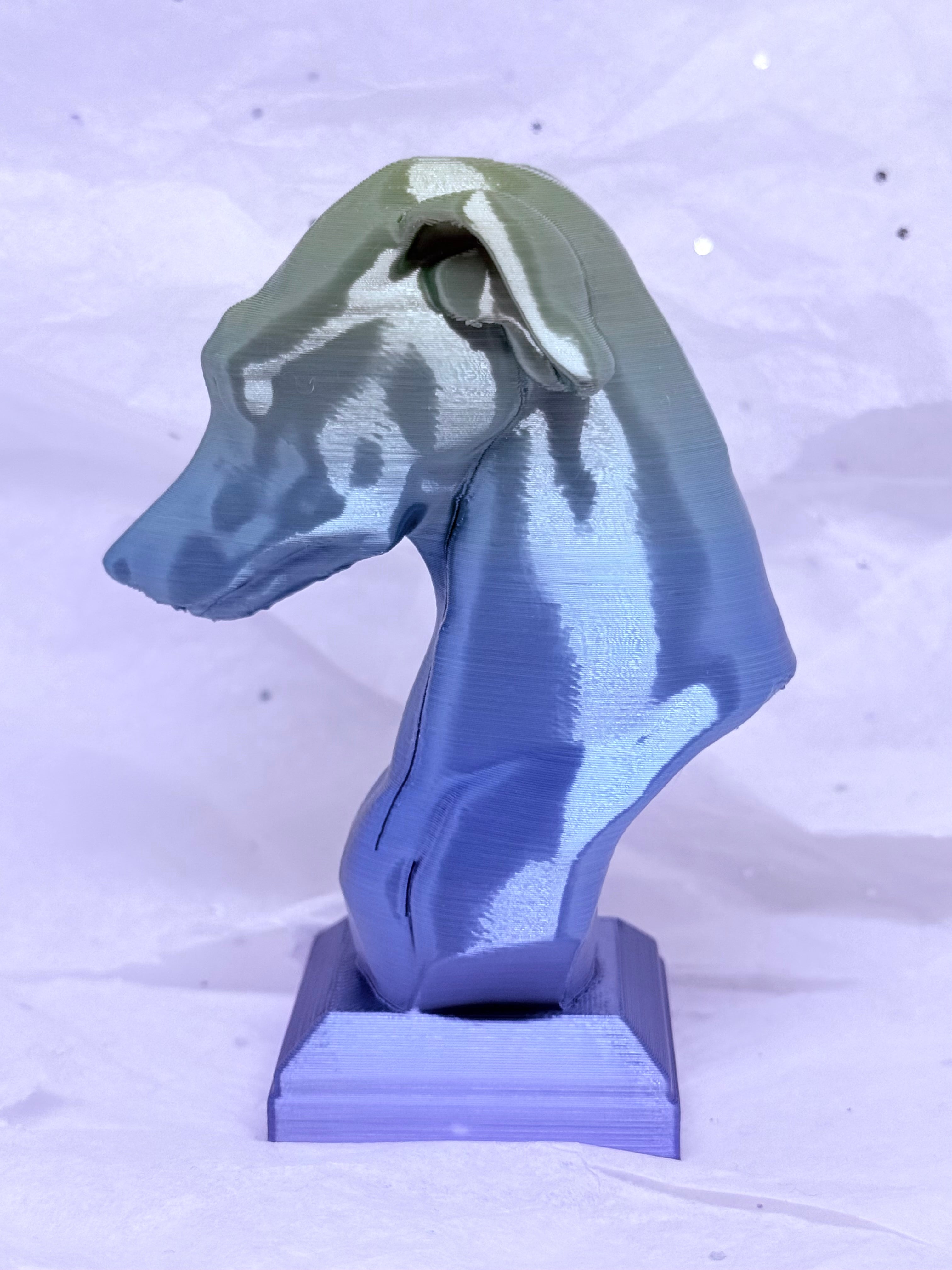 Greyhound Bust (Blue/Green) | 3D Printed Decor