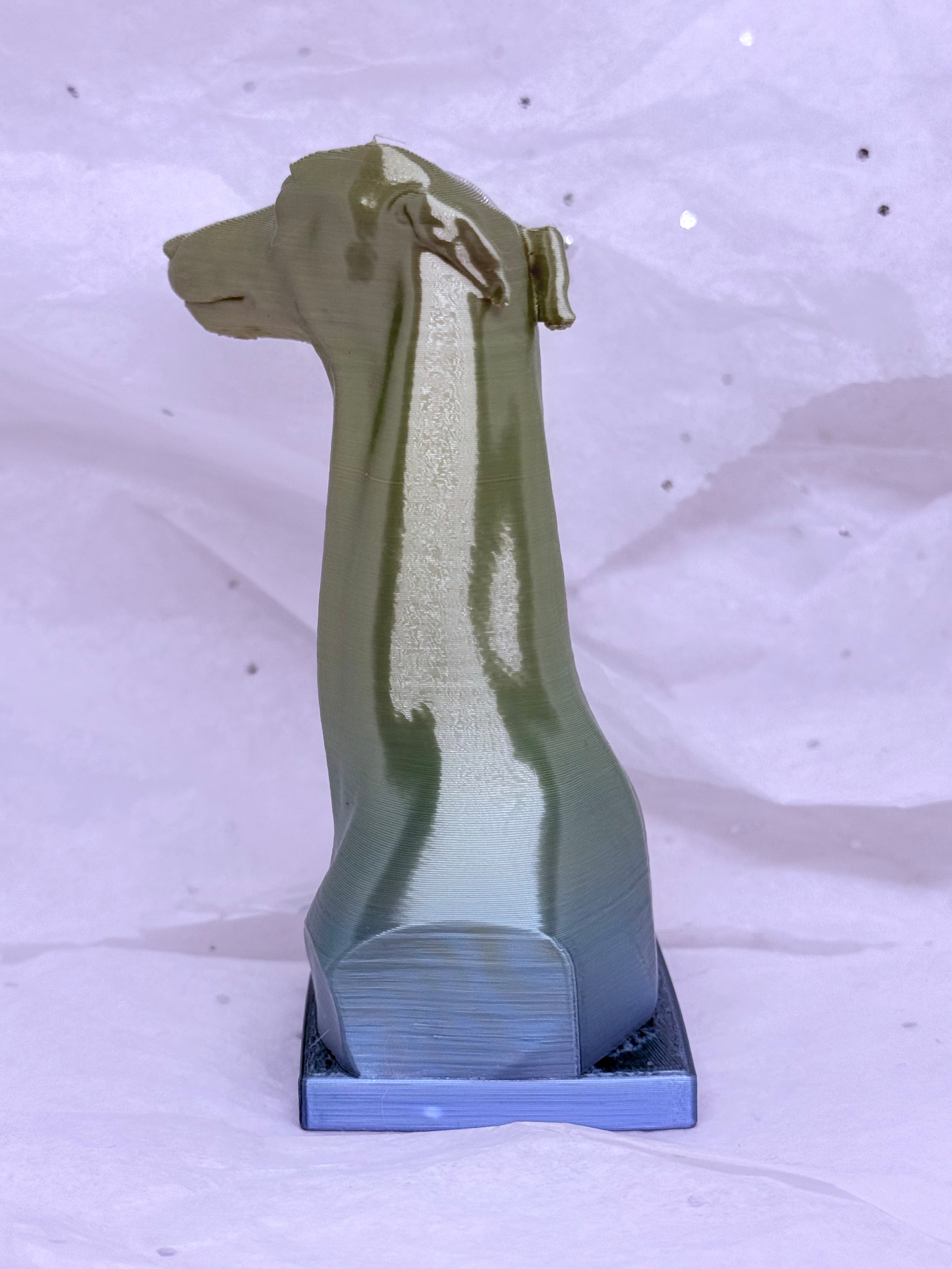 Tilted Greyhound Bust (Blue/Green/Yellow) | 3D Printed Decor