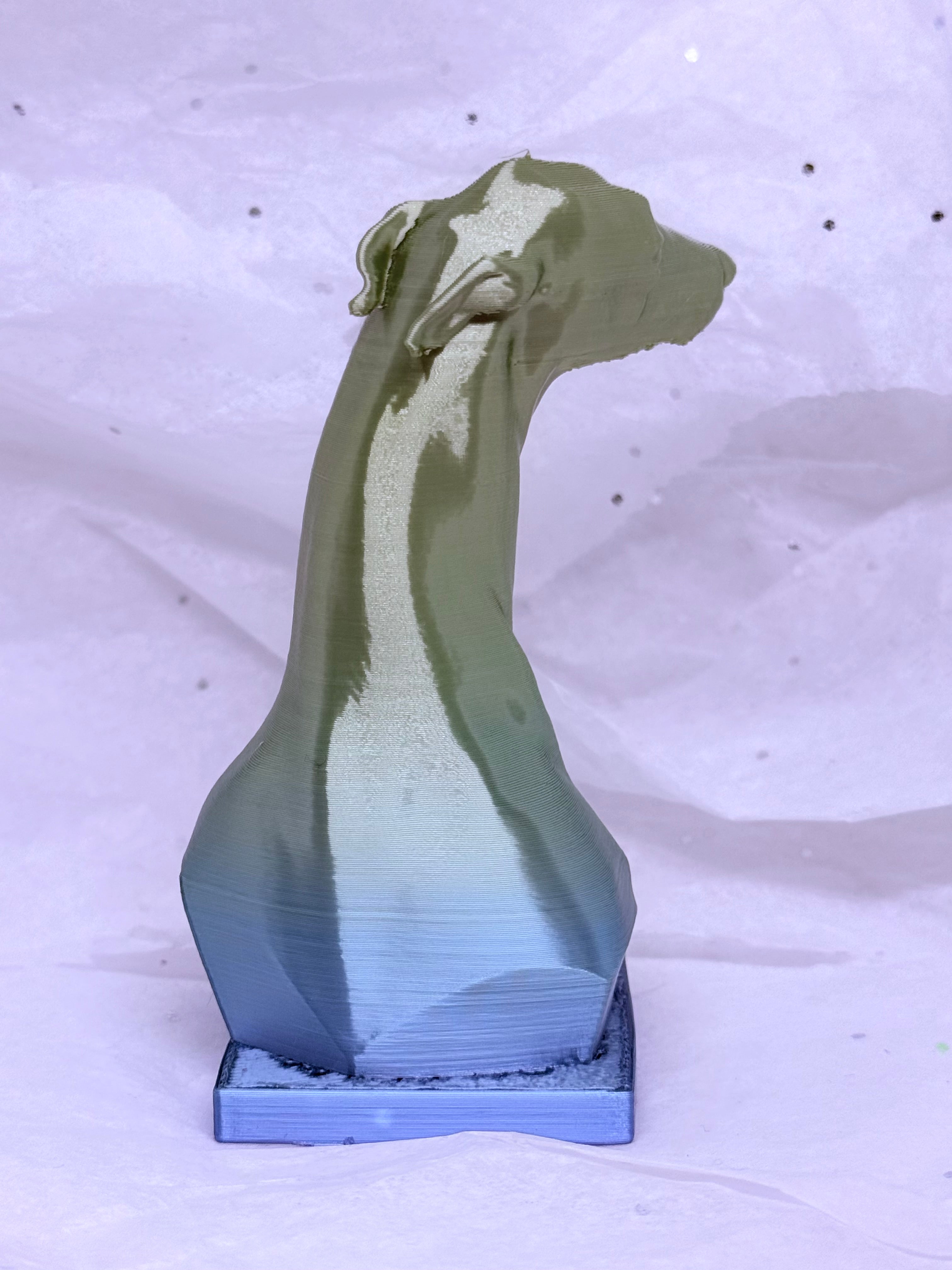 Tilted Greyhound Bust (Blue/Green/Yellow) | 3D Printed Decor