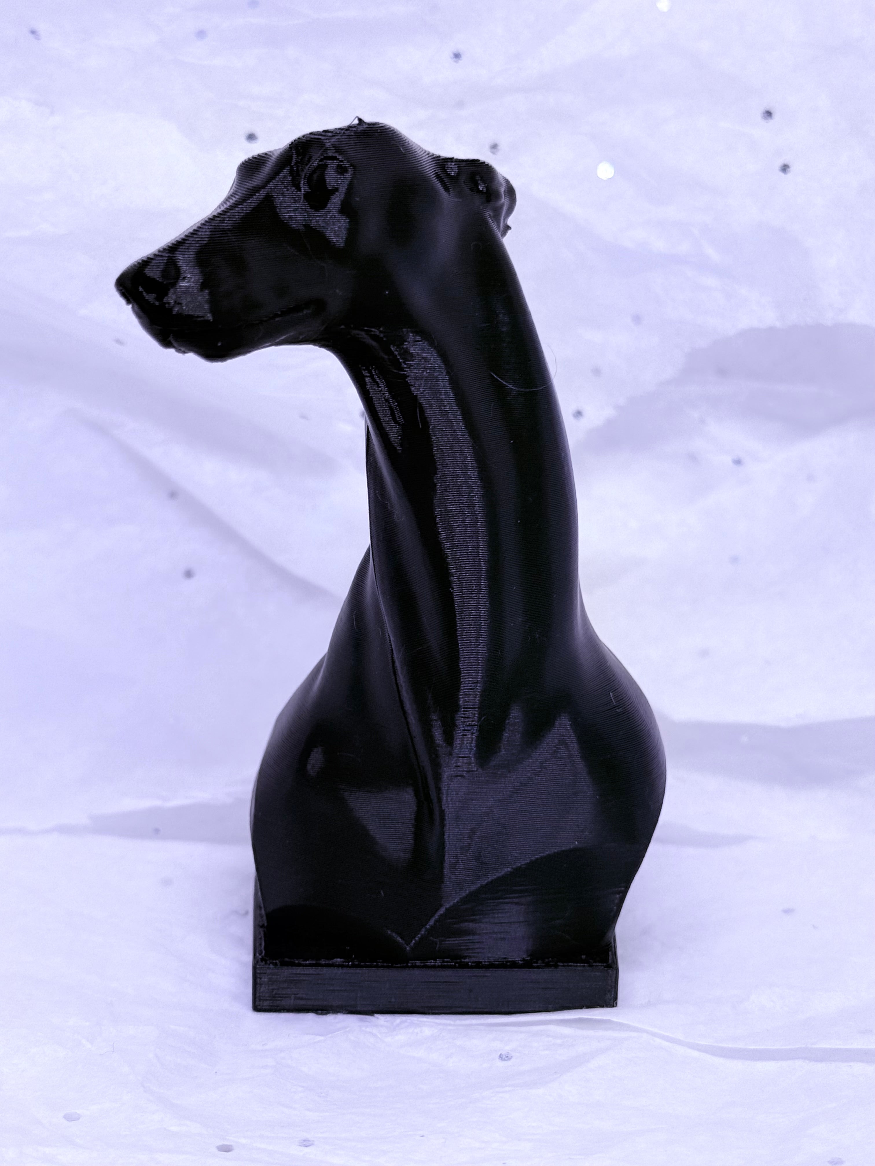 Tilted Greyhound Bust (Black) | 3D Printed Decor