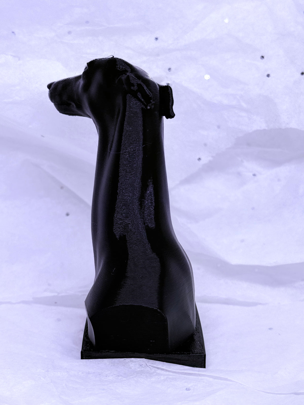 Tilted Greyhound Bust (Black) | 3D Printed Decor