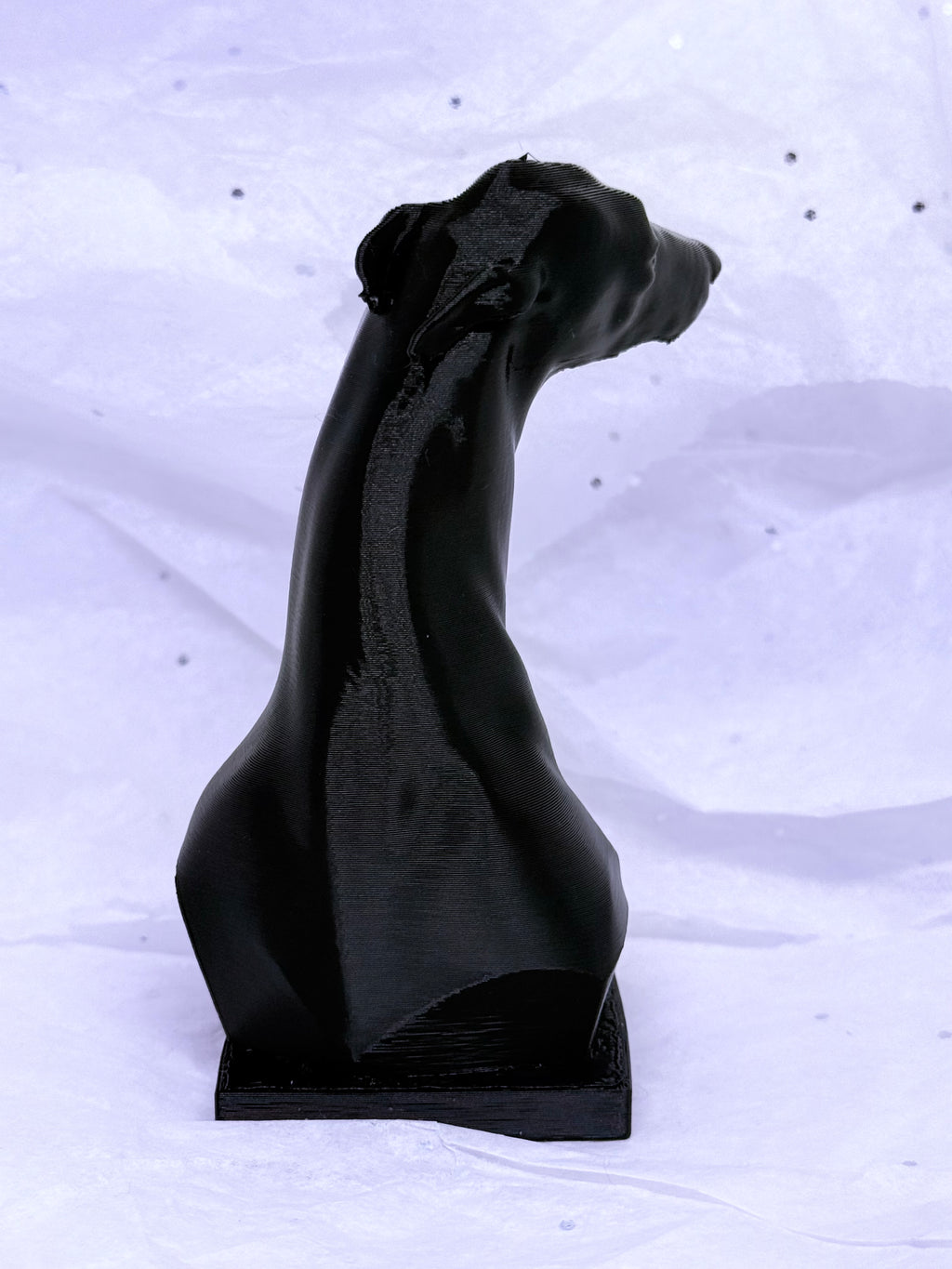 Tilted Greyhound Bust (Black) | 3D Printed Decor