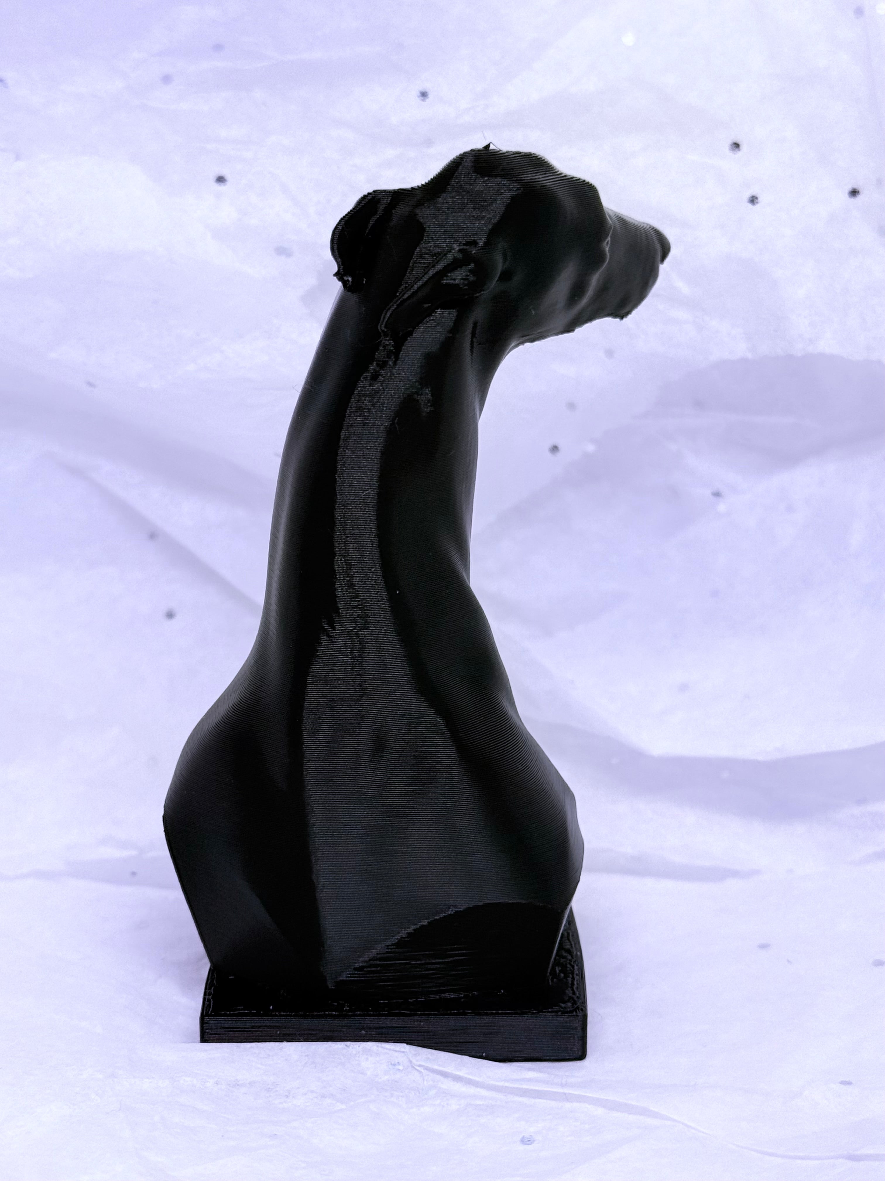 Tilted Greyhound Bust (Black) | 3D Printed Decor