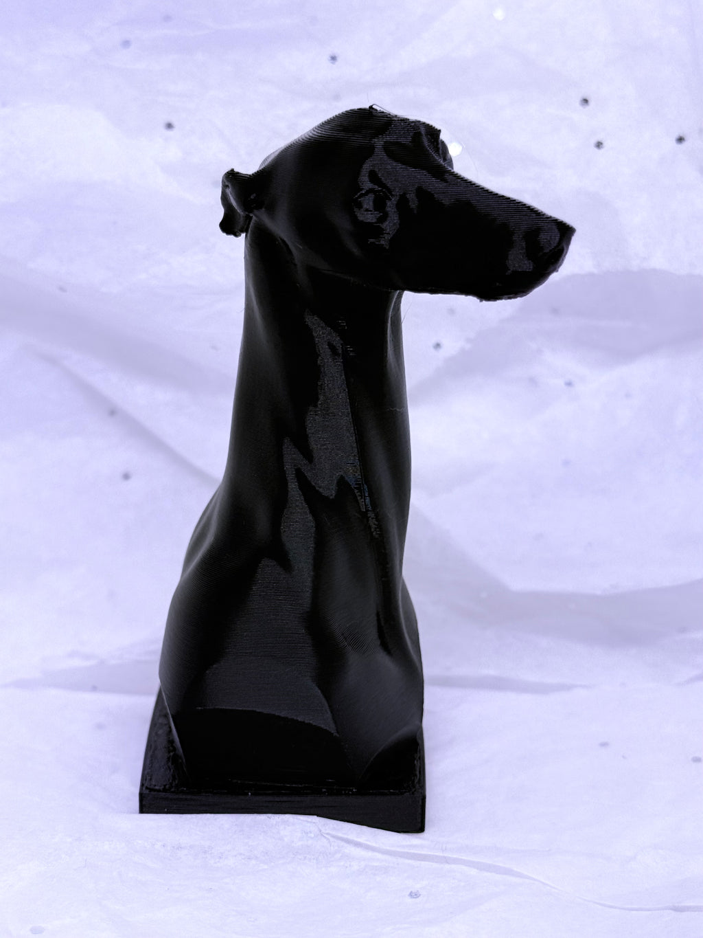 Tilted Greyhound Bust (Black) | 3D Printed Decor