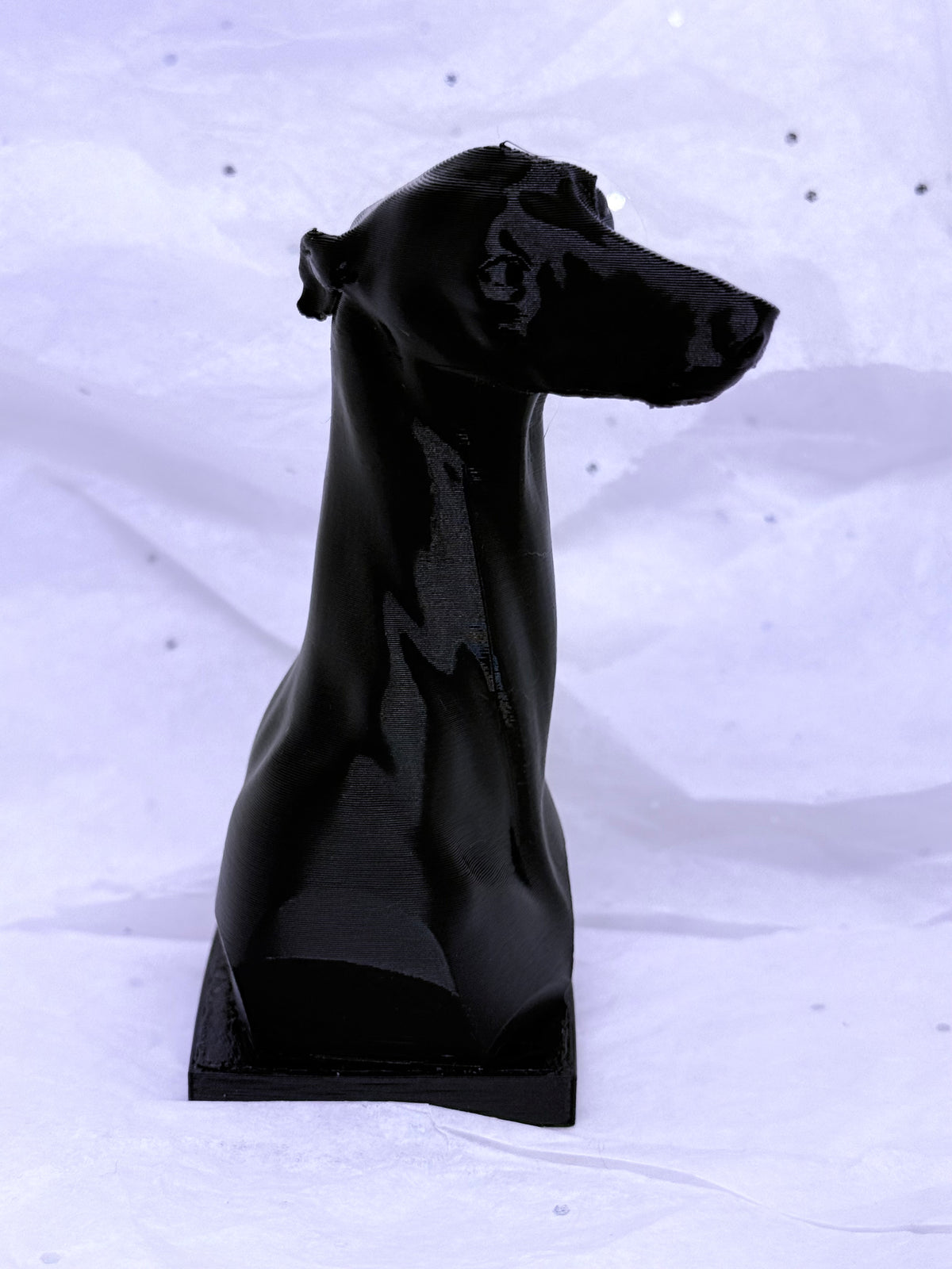 Tilted Greyhound Bust (Black) | 3D Printed Decor