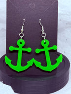 Glowing Green Anchors | 3D Printed Earrings