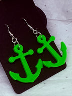 Glowing Green Anchors | 3D Printed Earrings