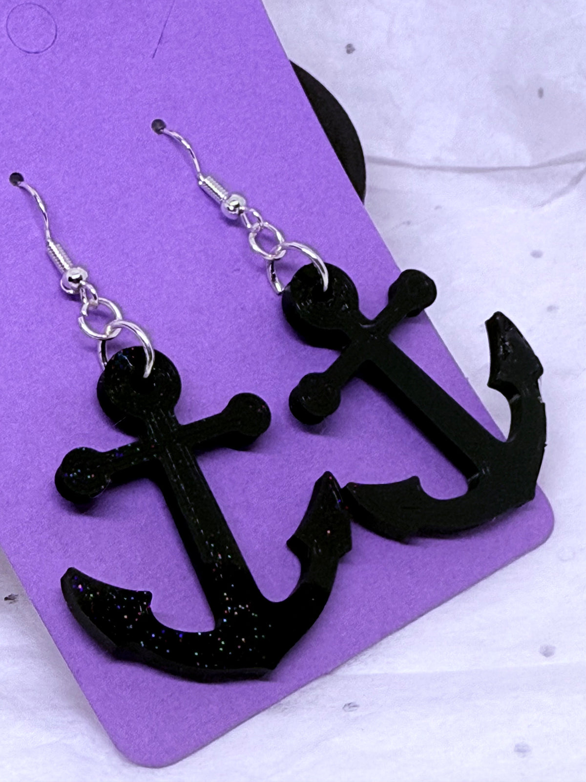 Black Anchors | 3D Printed Earrings