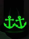 Glowing Green Anchors | 3D Printed Earrings