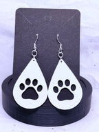Teardrop Paw Prints (White) | 3D Printed Earrings