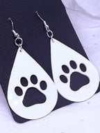 Teardrop Paw Prints (White) | 3D Printed Earrings
