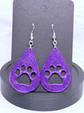 Teardrop Paw Prints (Purple Galaxy) | 3D Printed Earrings