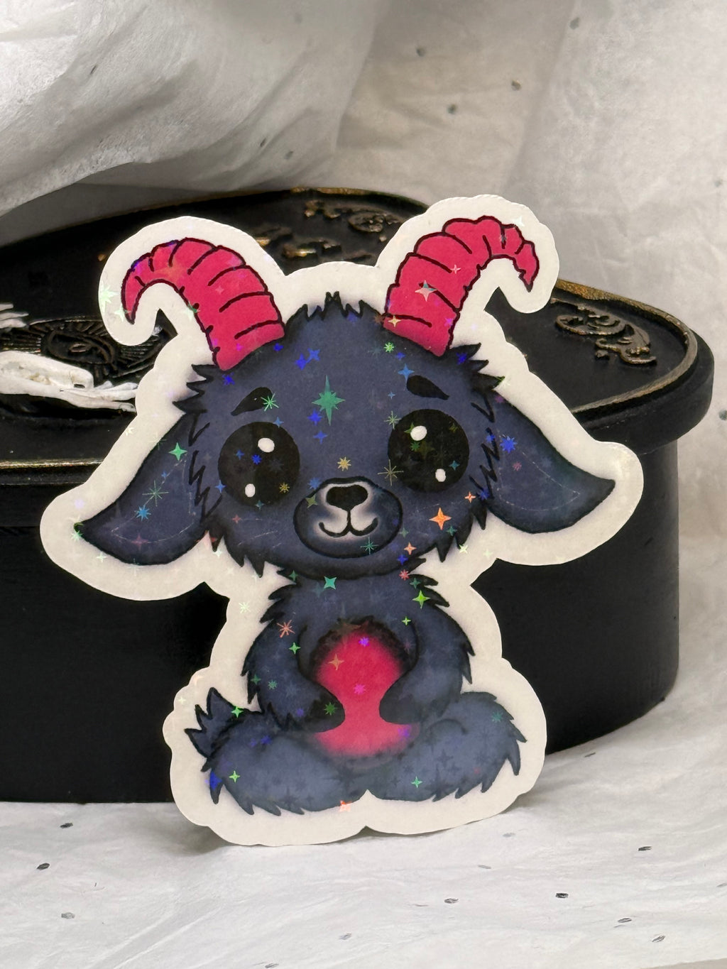 Bug Eyed Goat Sticker (Pink Horns)