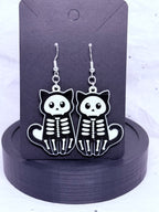 Skeleton Cats | 3D Printed Earrings