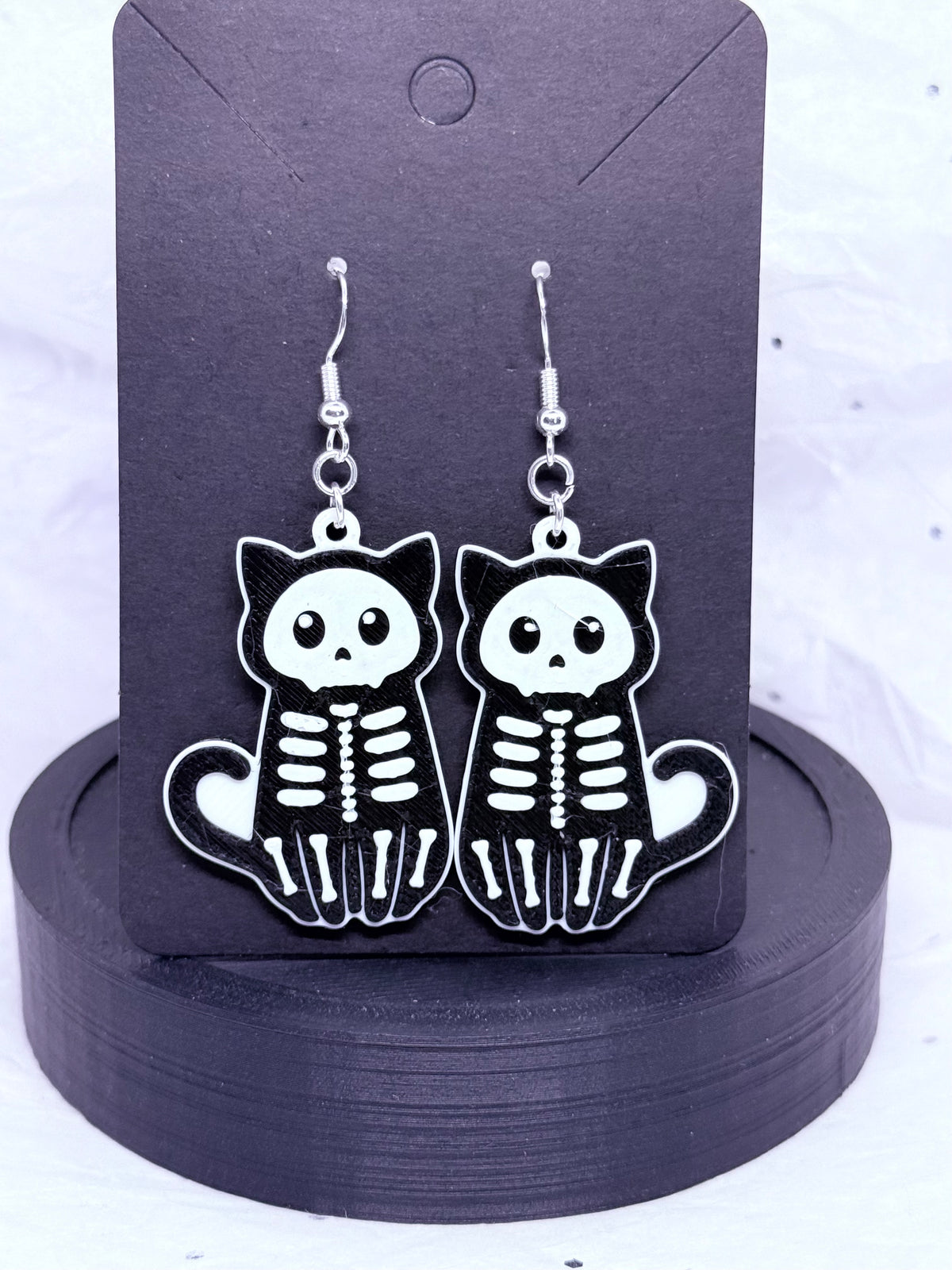 Skeleton Cats | 3D Printed Earrings