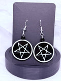 Pentacle Circles (Black & White) | 3D Printed Earrings