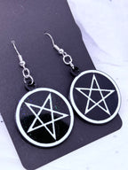 Pentacle Circles (Black & White) | 3D Printed Earrings