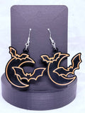 Moon Bats (Black & Orange) | 3D Printed Earrings
