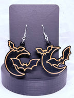 Moon Bats (Black & Orange) | 3D Printed Earrings