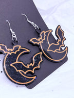 Moon Bats (Black & Orange) | 3D Printed Earrings