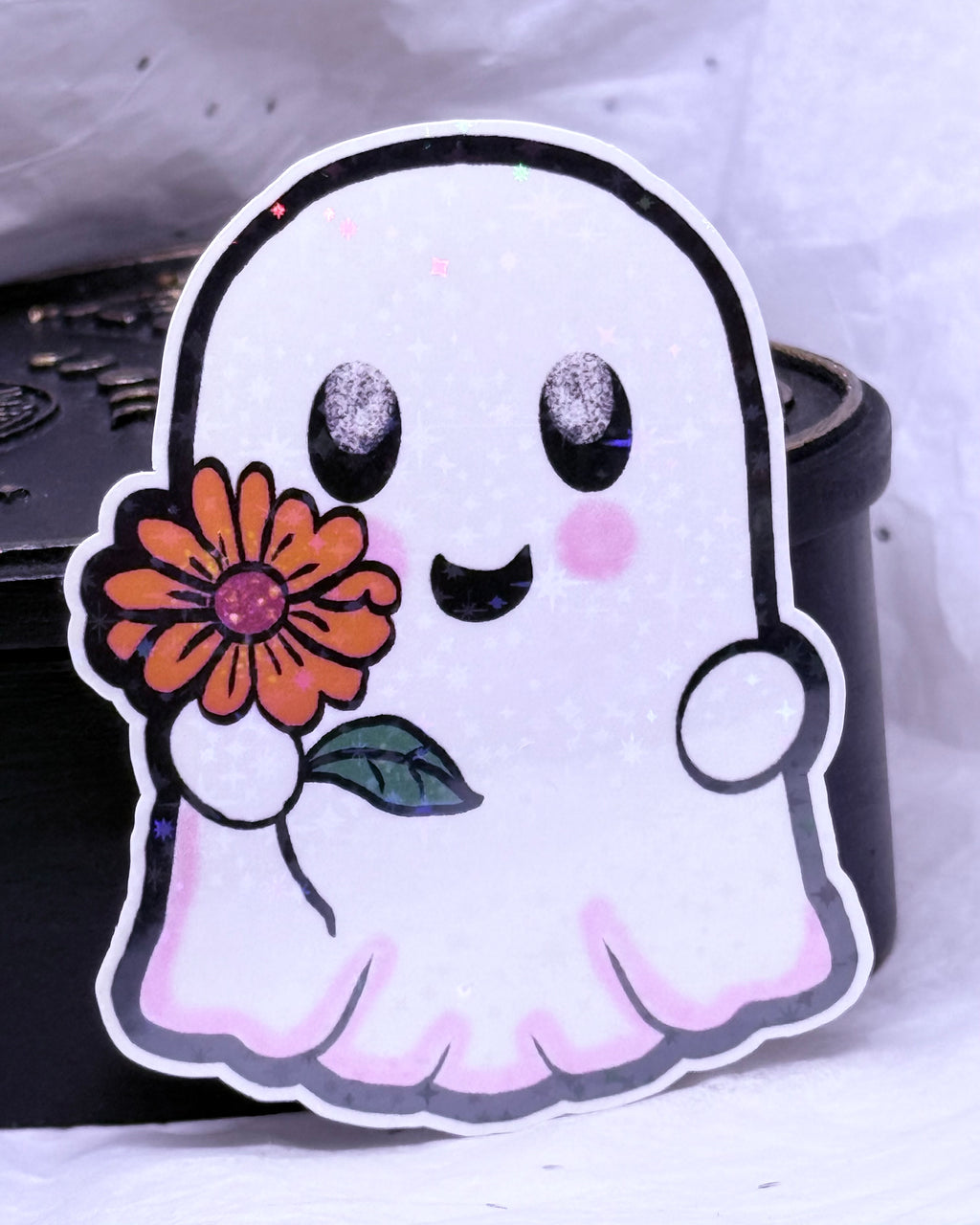 Ghost with Flower Sticker