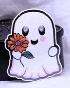 Ghost with Flower Sticker