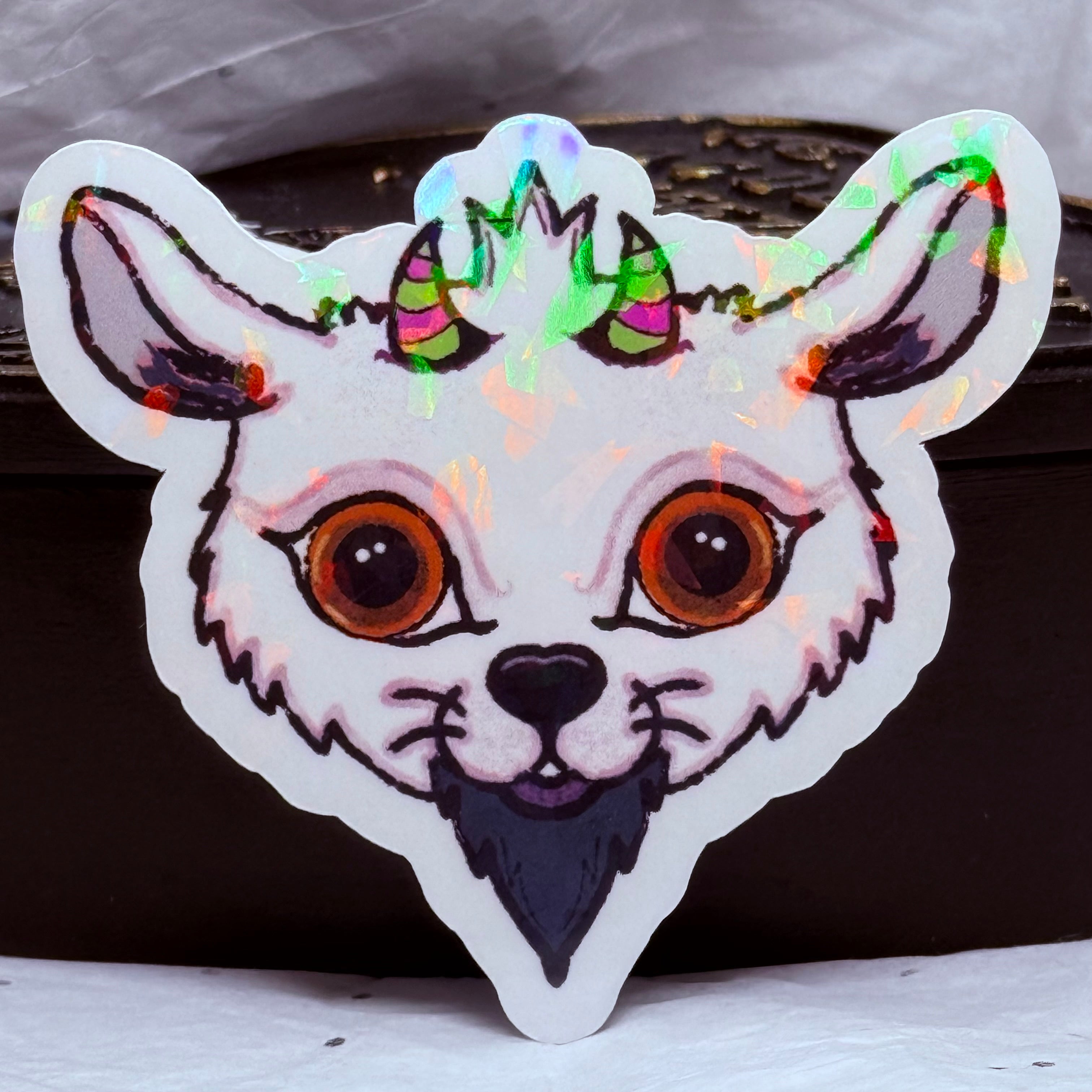 Devilish Goat Sticker (White & Gray)