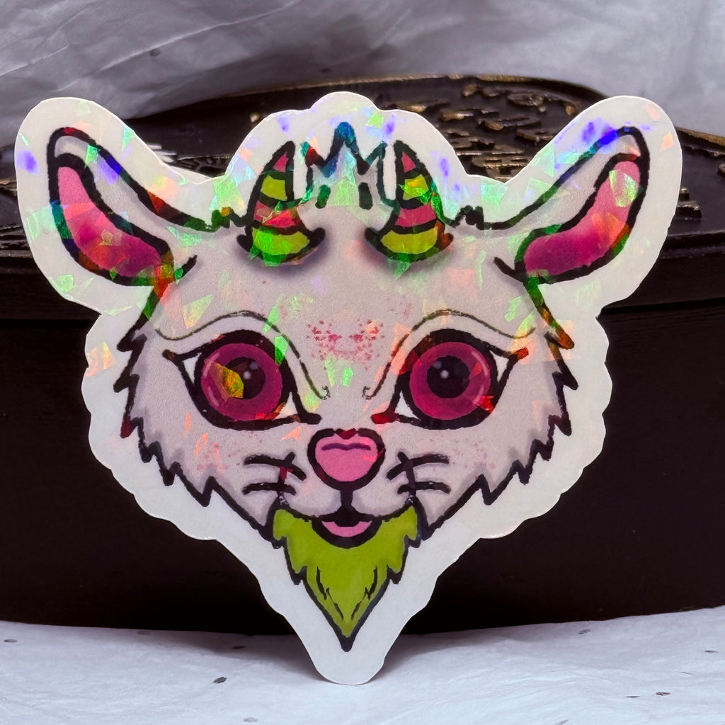Devilish Goat Sticker (Pink & Lime Green) | Sticker