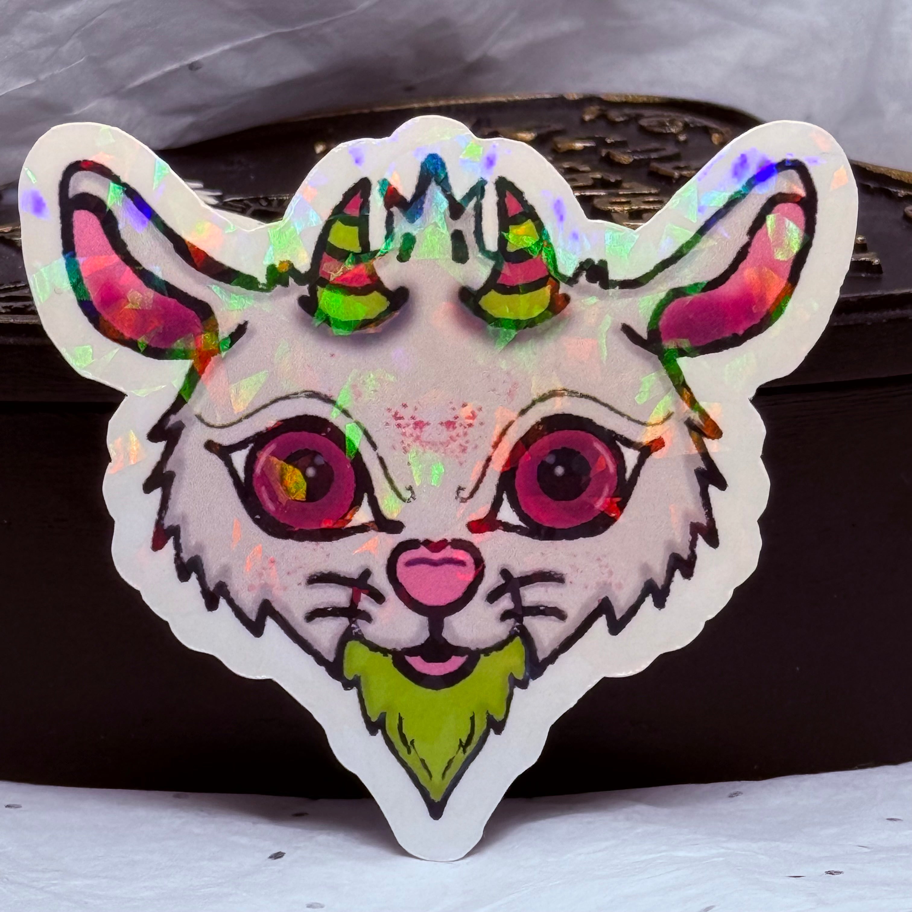 Devilish Goat Sticker (Pink & Lime Green)