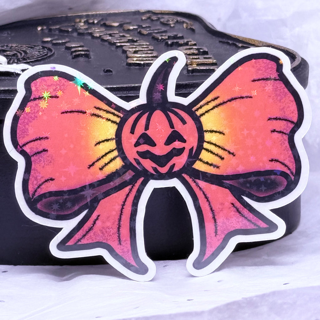 Jack o'Lantern Bow Sticker