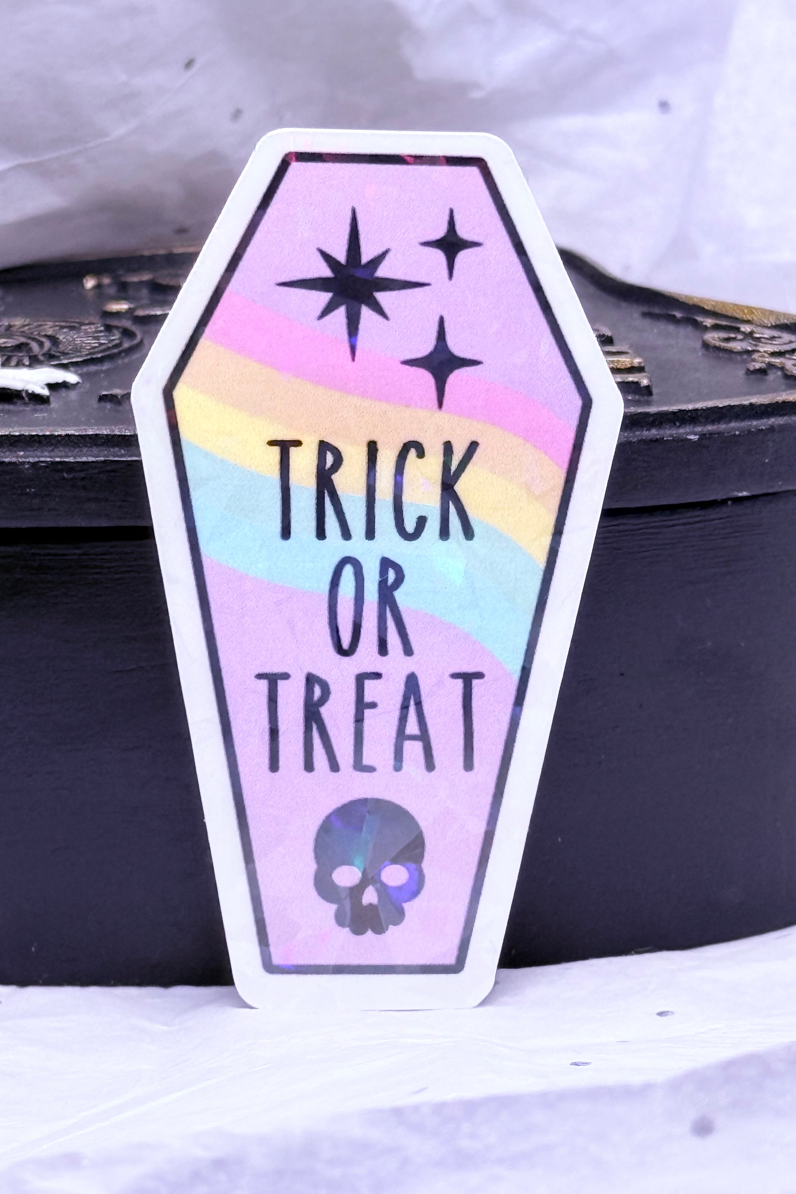 Trick or Treat Coffin Sticker