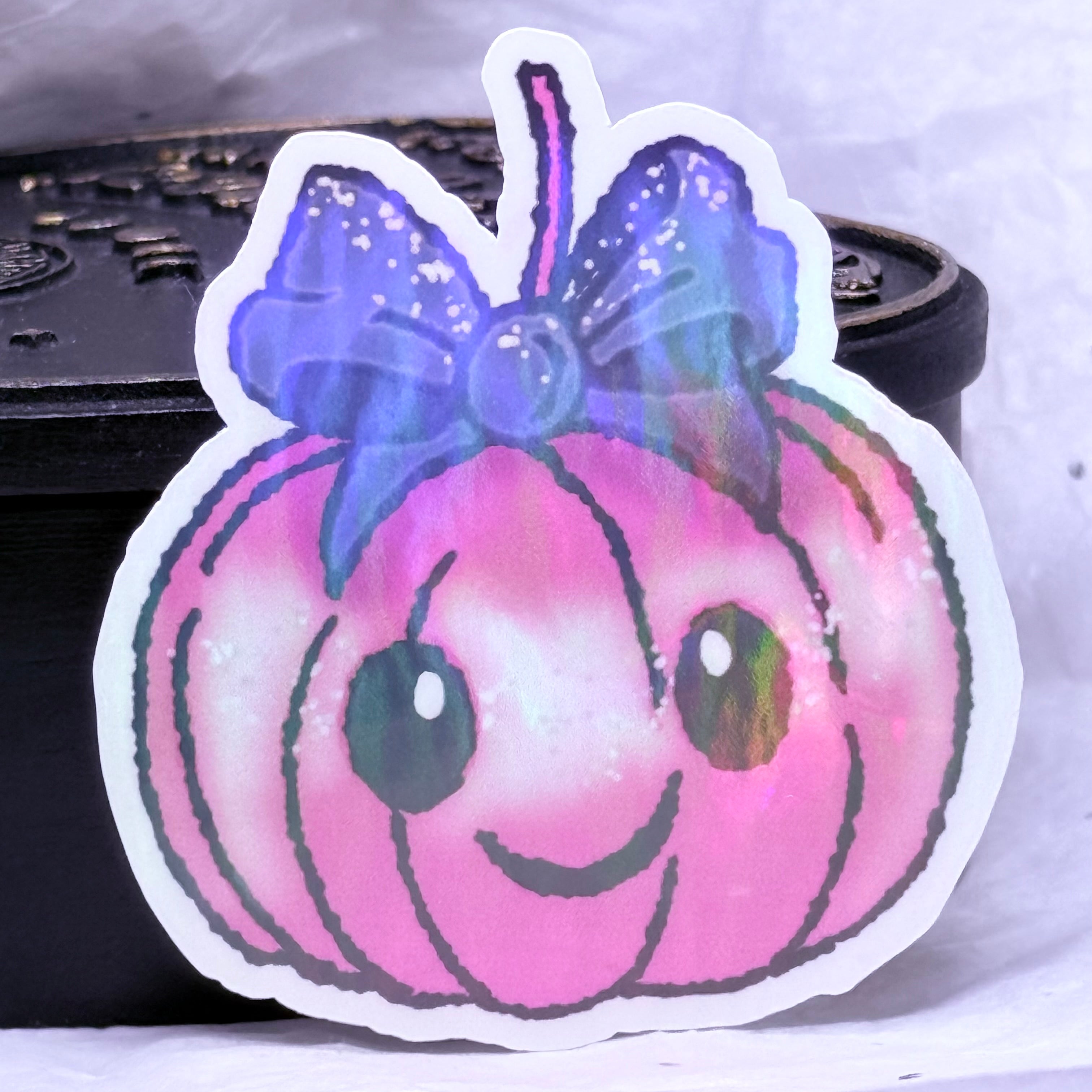 Pink Pumpkin with Bow Sticker