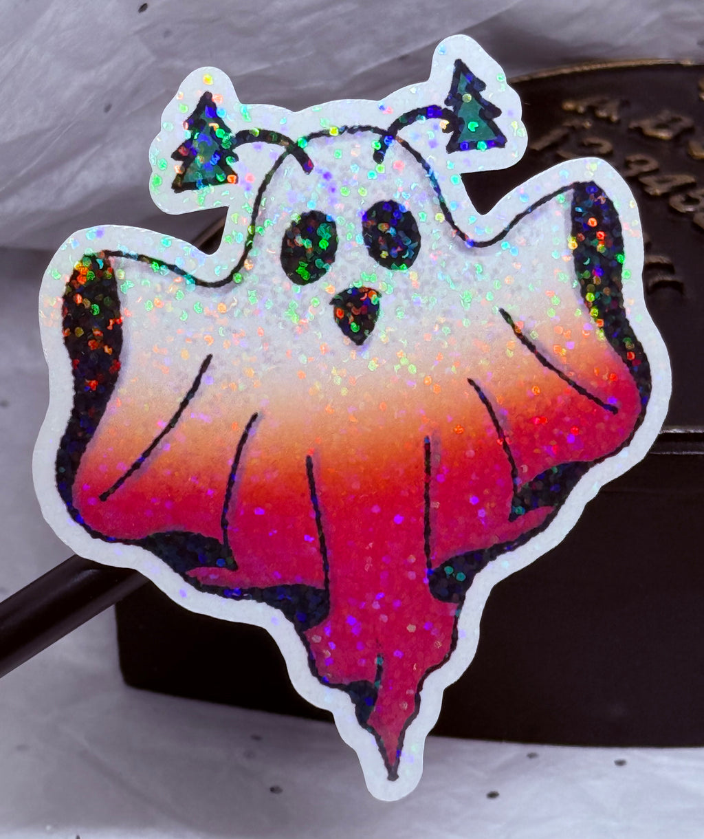 Ghost with Christmas Tree Antennas | Sticker