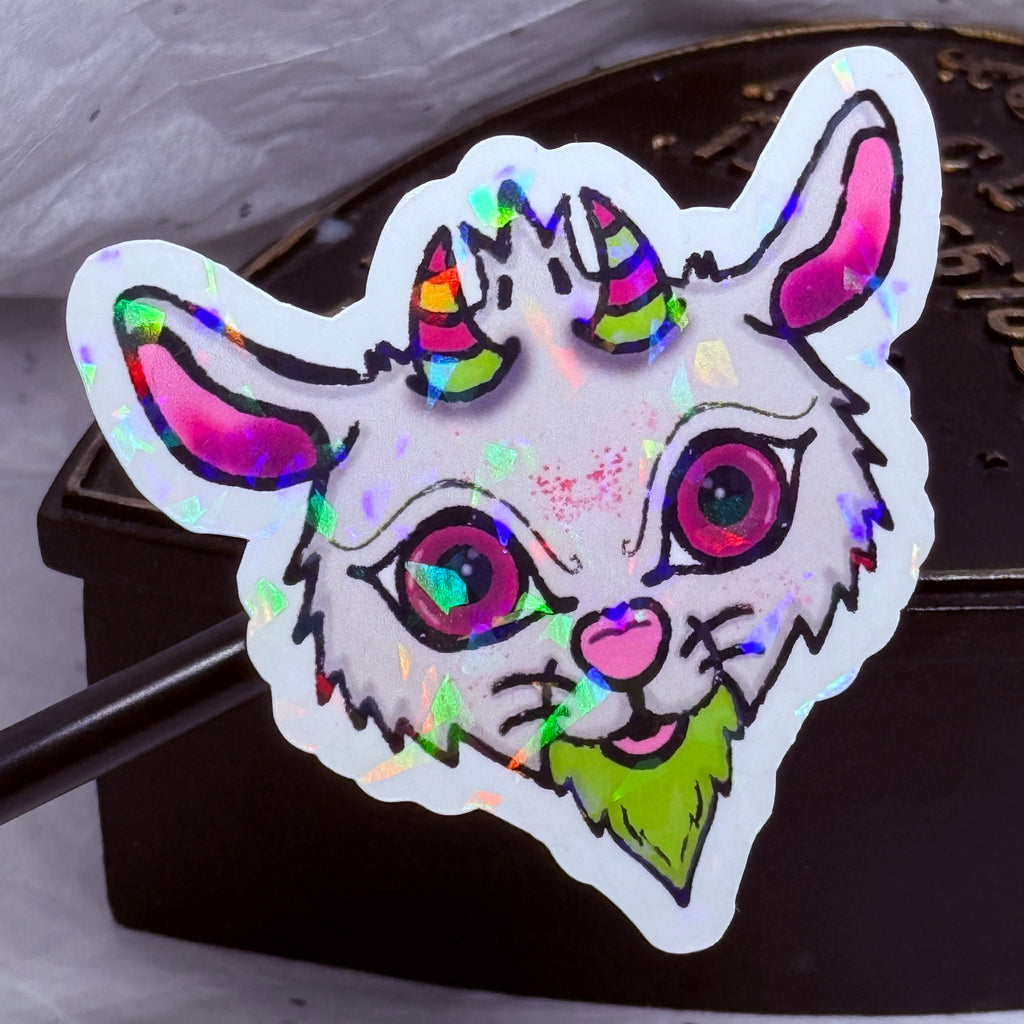 Devilish Goat Sticker (Pink & Lime Green) | Sticker