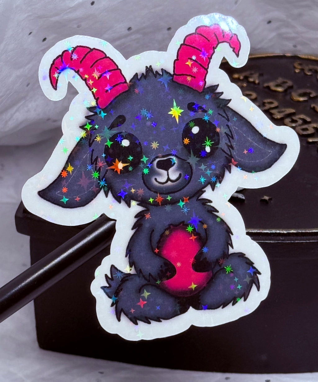 Bug Eyed Goat Sticker (Pink Horns)
