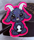 Bug Eyed Goat Sticker (White Horns) | Sticker