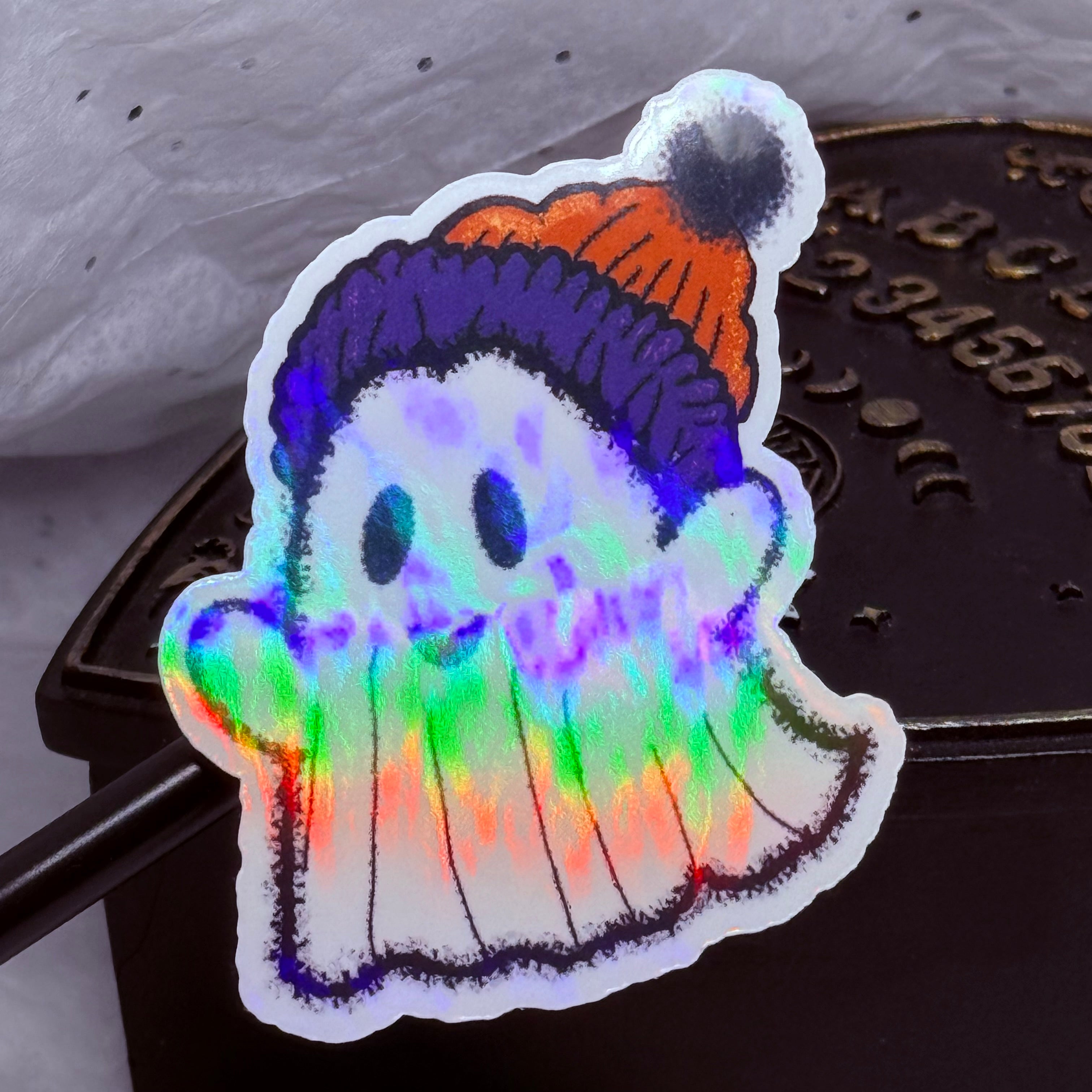 Ghost with Fuzzy Hat Sticker