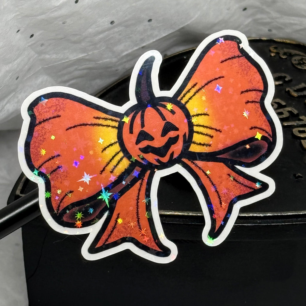 Jack o'Lantern Bow Sticker