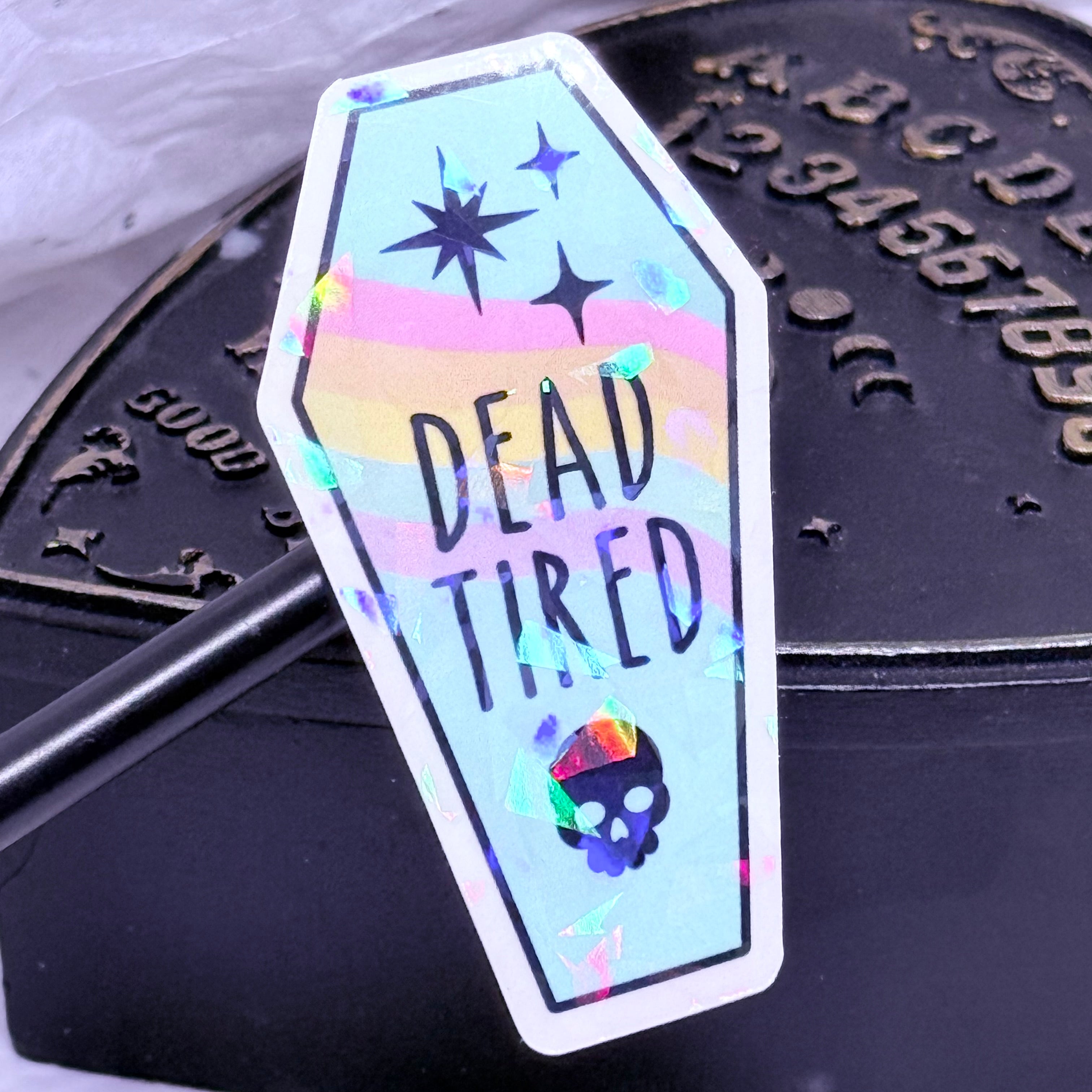 Dead Tired Coffin Sticker