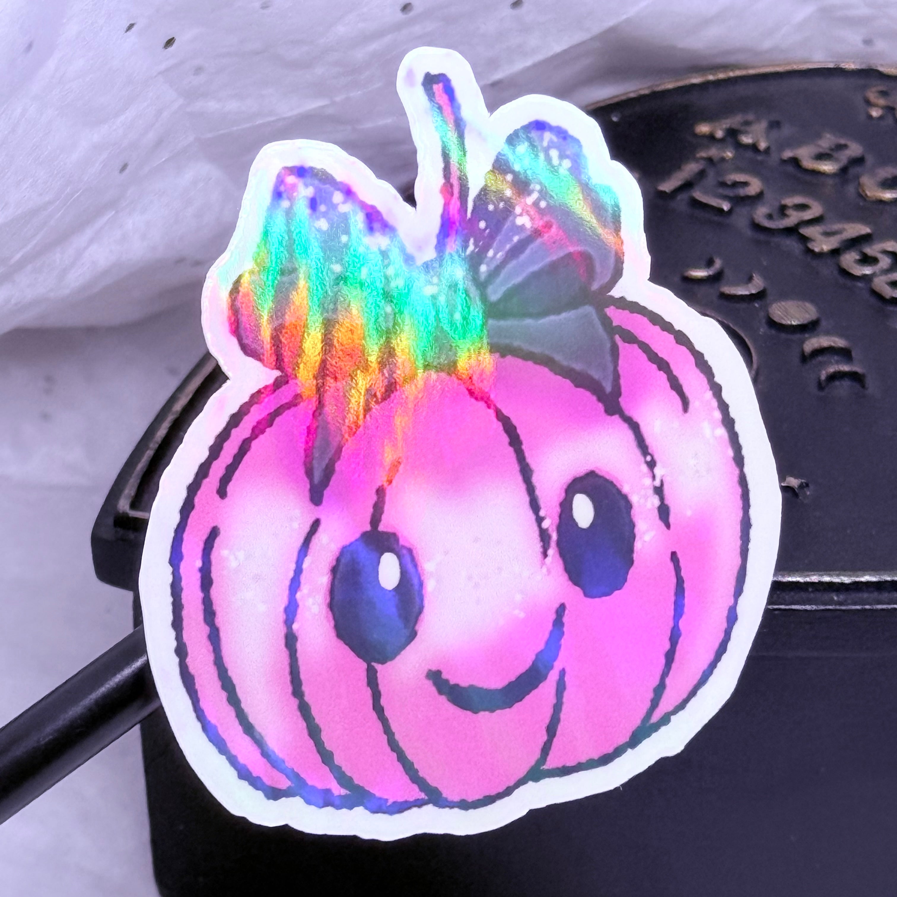 Pink Pumpkin with Bow Sticker
