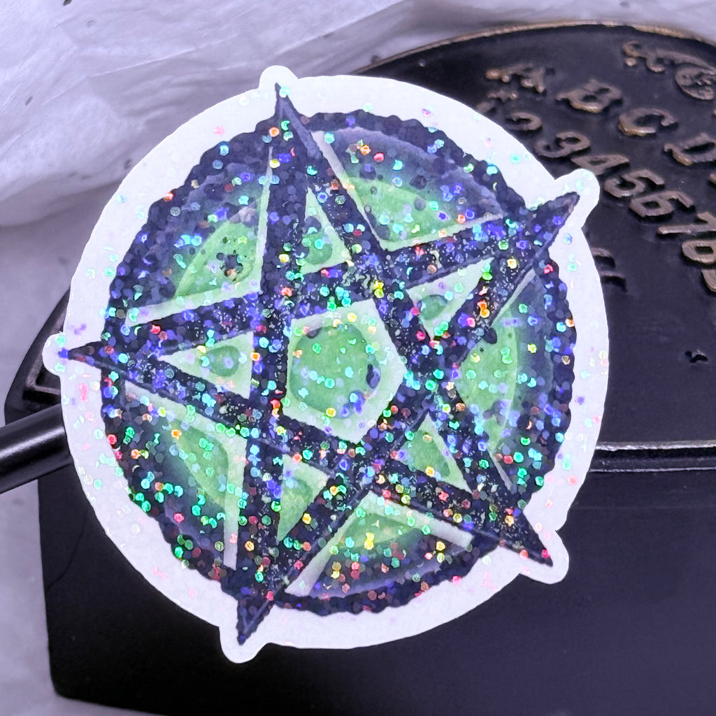 Pentacle Sticker (Green & Black) | Sticker