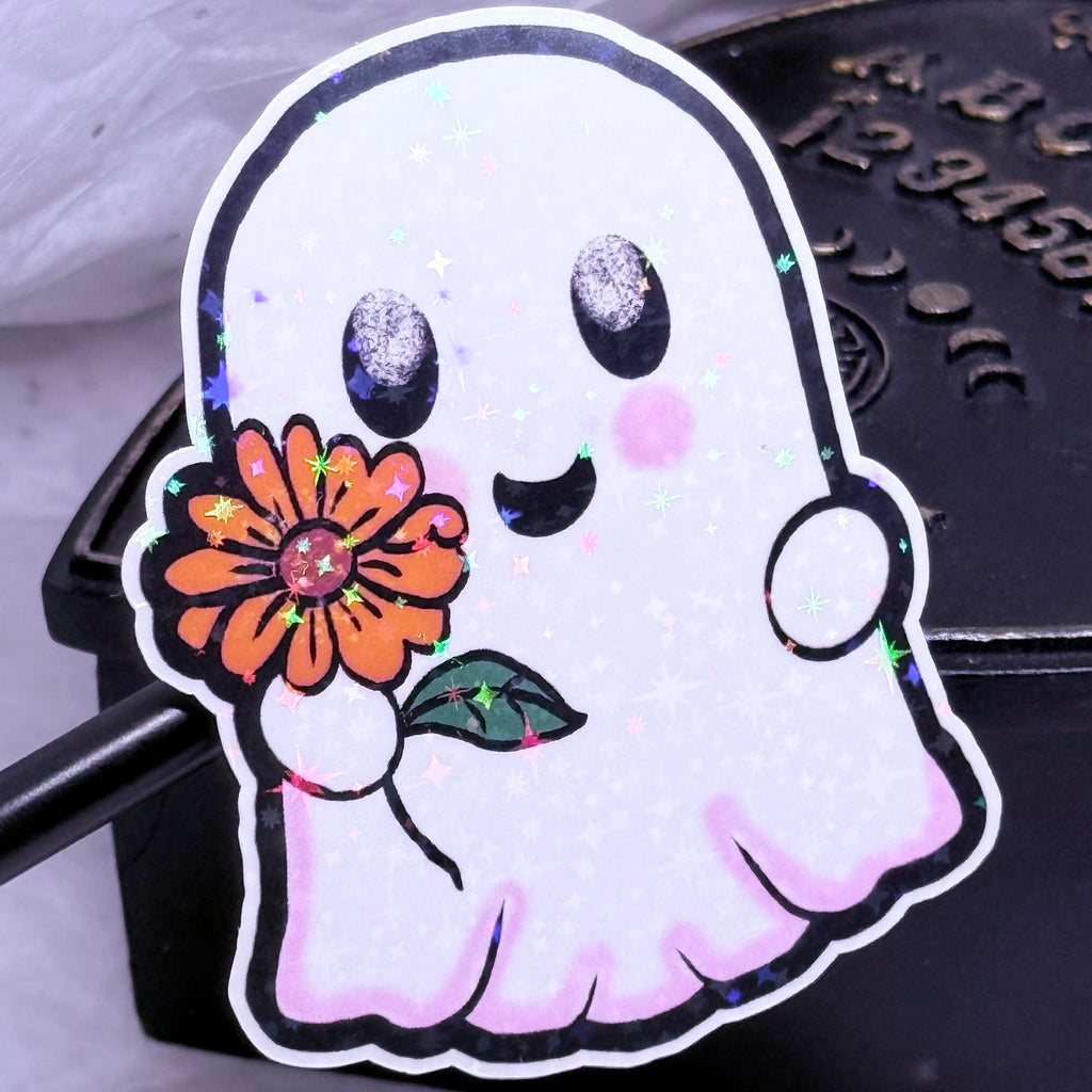 Ghost with Flower Sticker