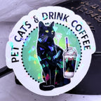 Pet Cats & Drink Coffee | Sticker