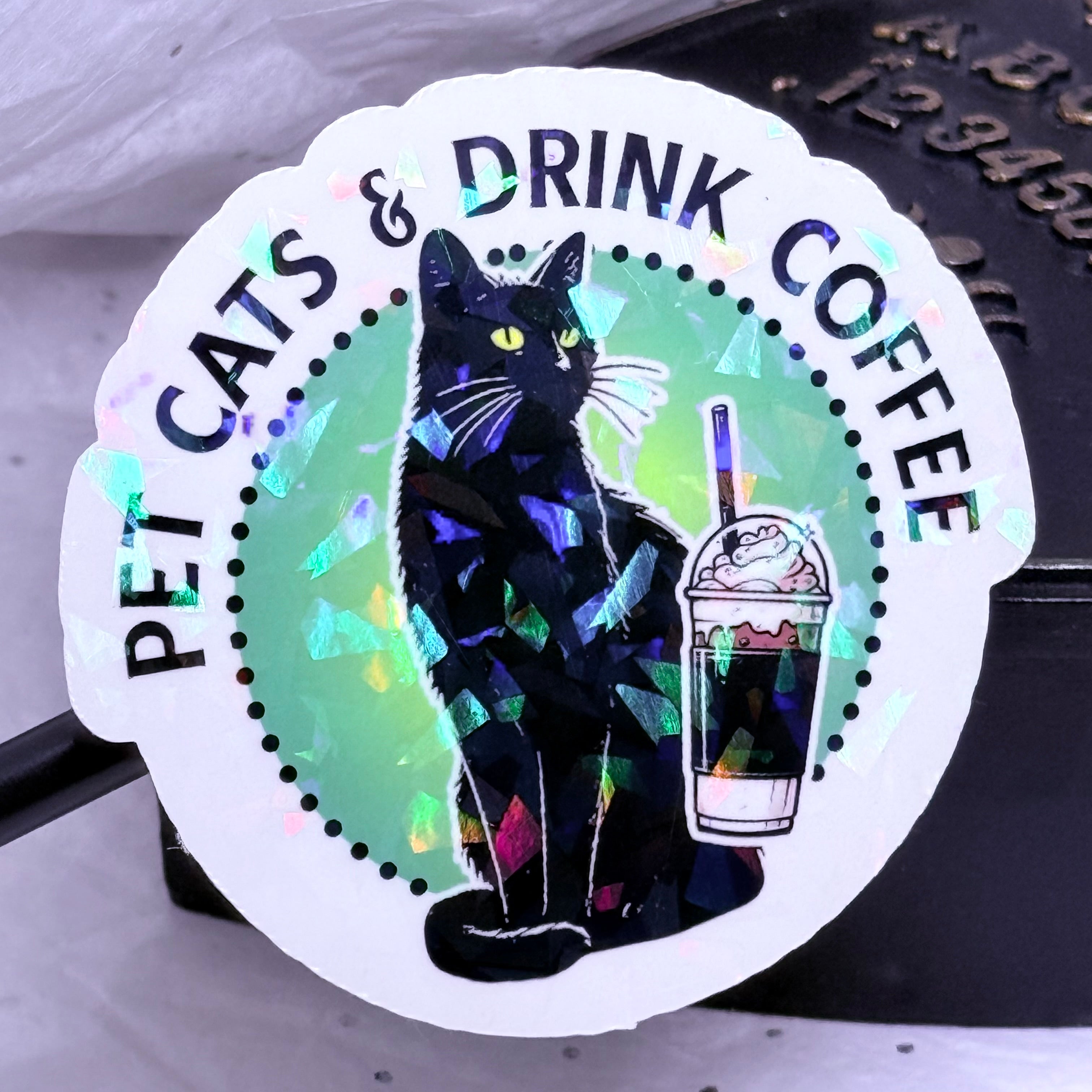 Pet Cats & Drink Coffee Sticker