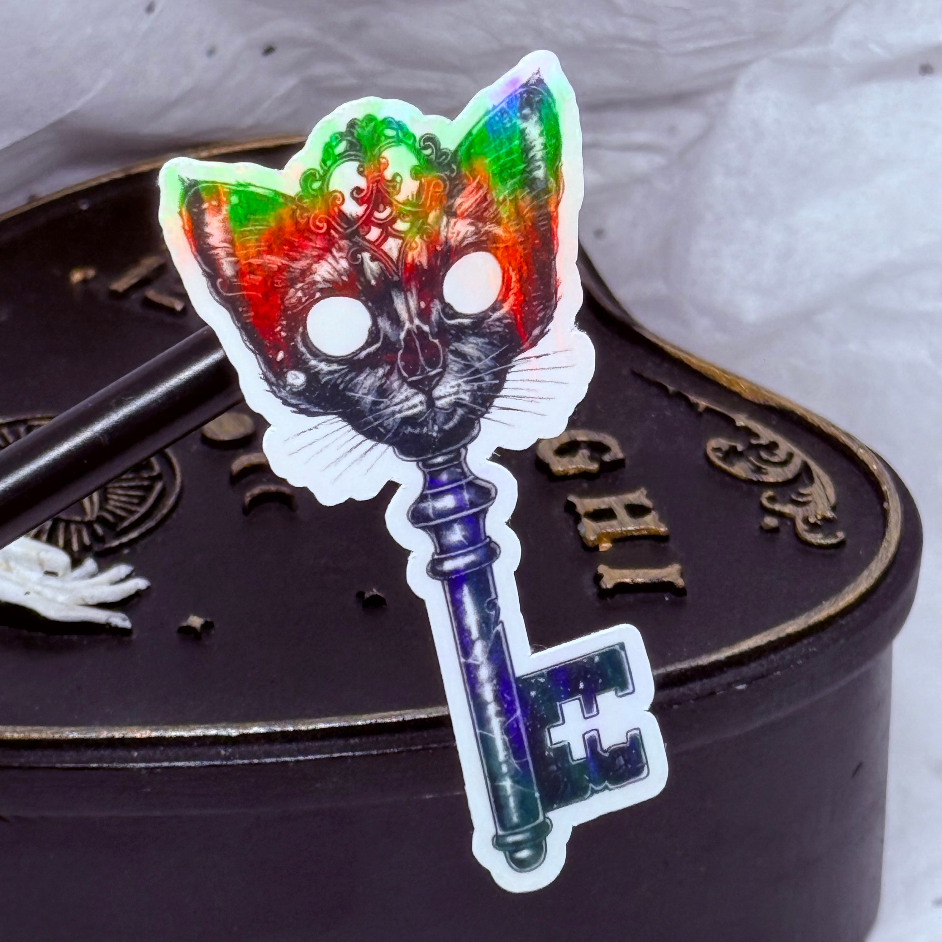 Cat Skeleton Key Sticker